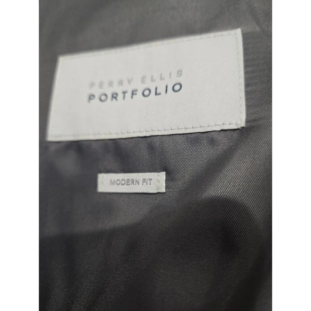 Perry Ellis portfolio Modern Fit 50 L Wool Blend Suit Jacket Blazer Gray